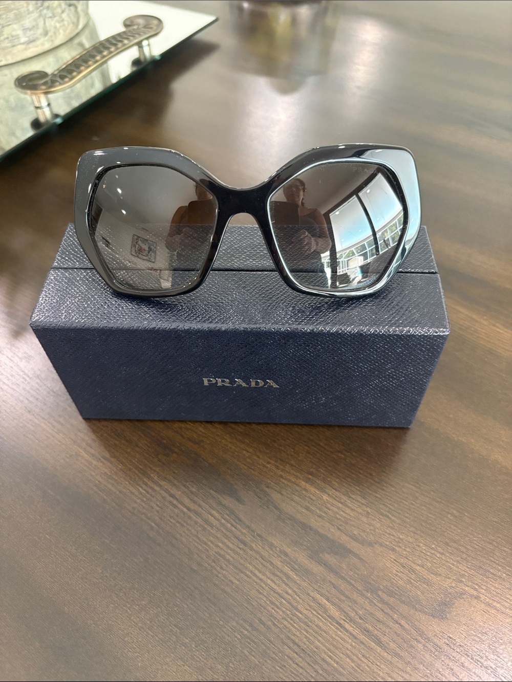 Prada Black Gloss Oversized Women's Sunglasses